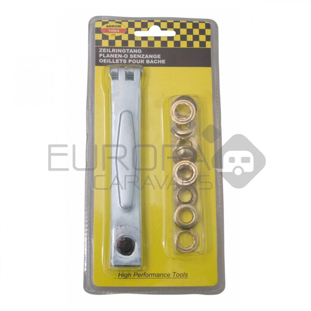 Zeilringset 10 stuks met tang