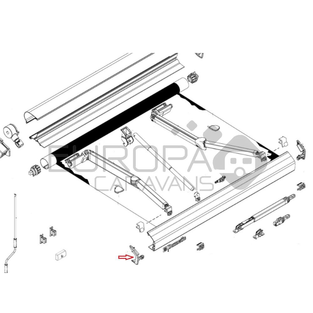 Dometic Eindkap Leadrail Links PR2000 Wit