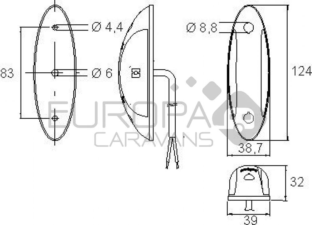 Jokon Markering LED SPL2011 Ovaal Opbouw Rood/Wit Grijs Frame