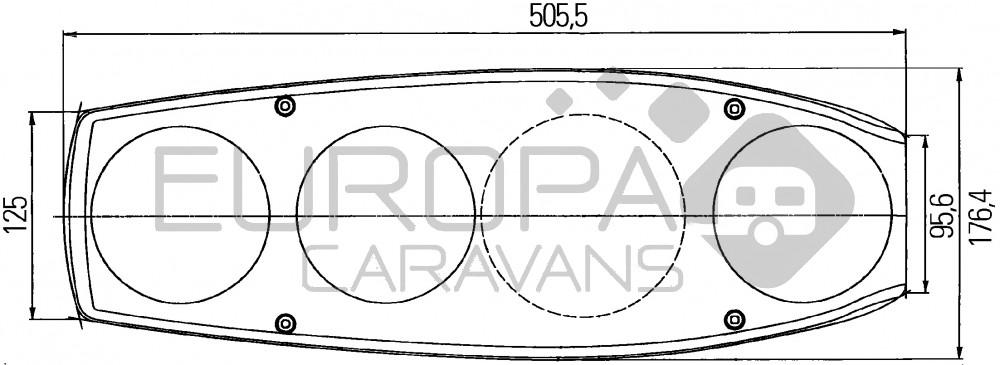 Hella Achterlicht Caraluna II Reflector/ Rem/ Knipper/ Mist Camper Rechts