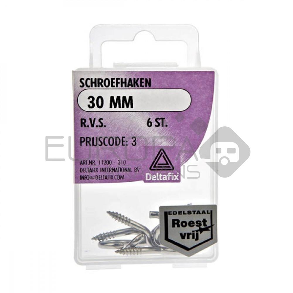 Deltafix Schroefhaak RVS 30mm Set 6st