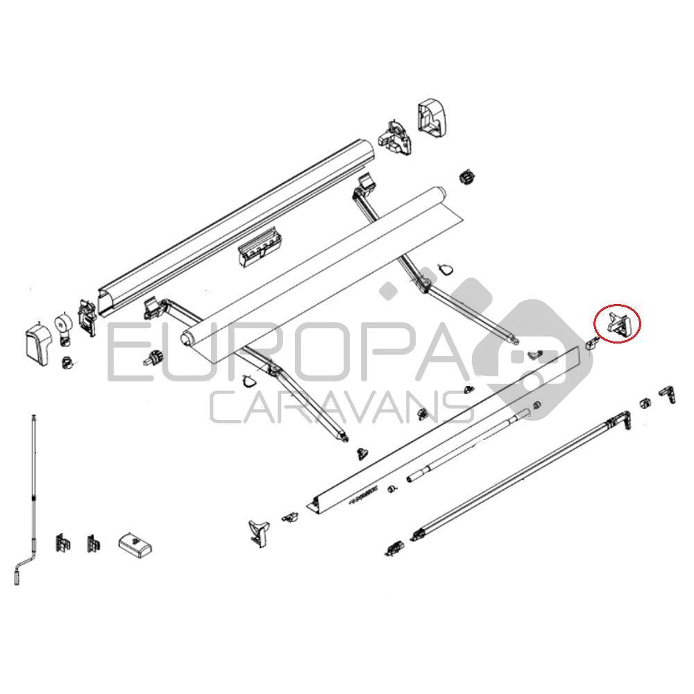 Dometic Eindkap Leadrail Rechts Wit PW1100