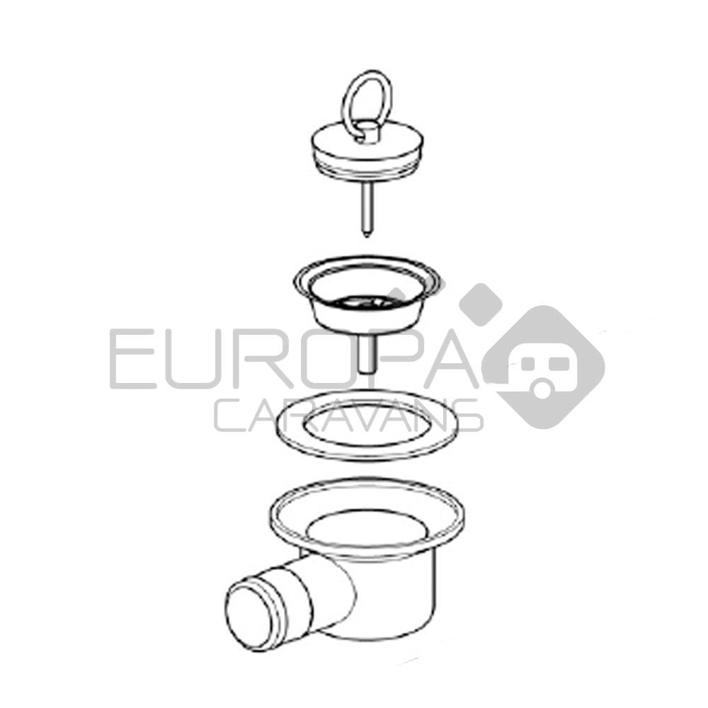 Thetford Hob Afvoerplug Haakse aansluiting 25mm