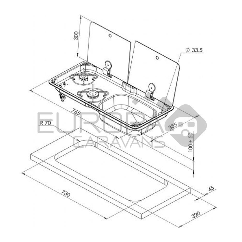 Can Kookplaat met Spoelbak FL1765-E