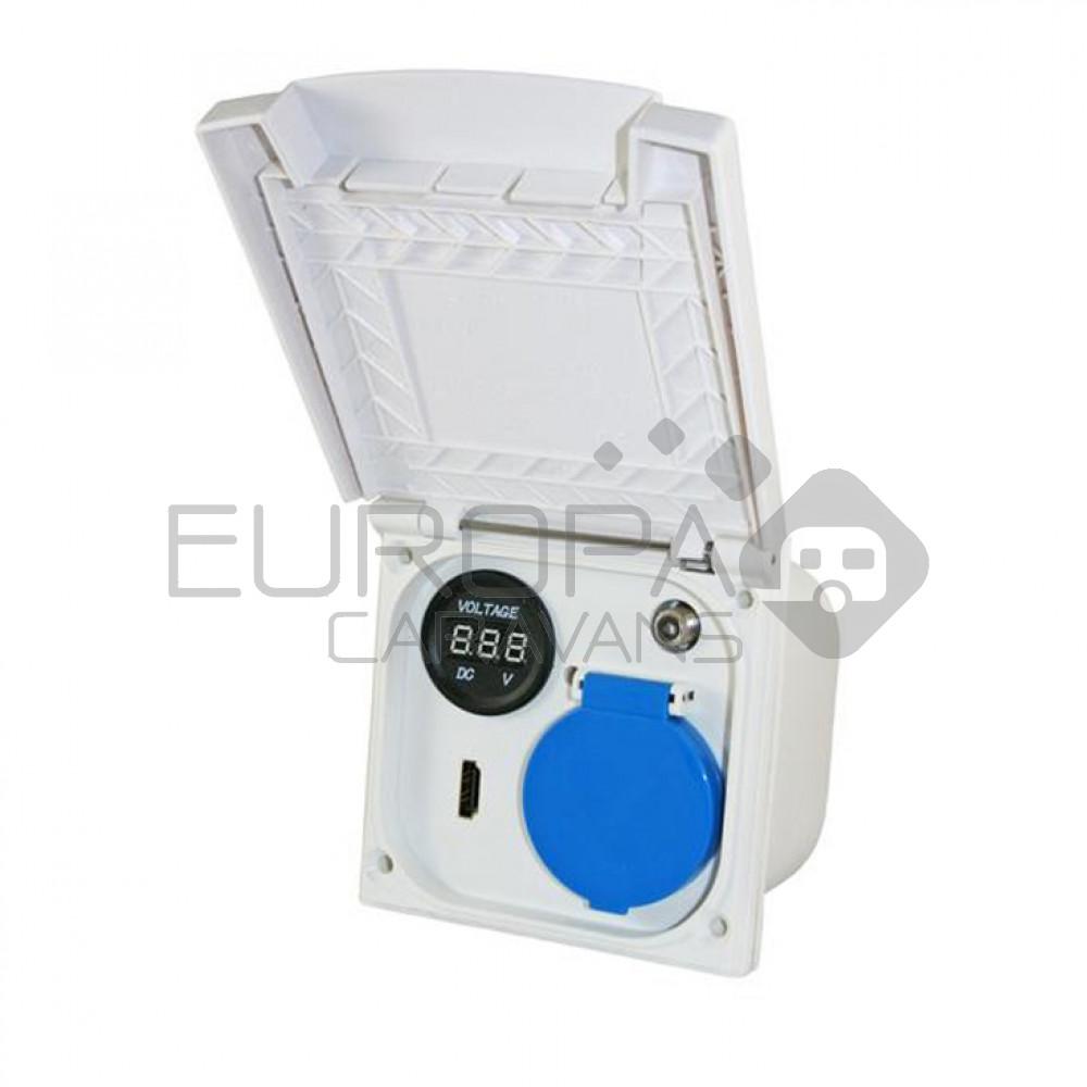 Inbouwstekkerdoos 230V/HDMI/Voltage Indicator/Sat Wit