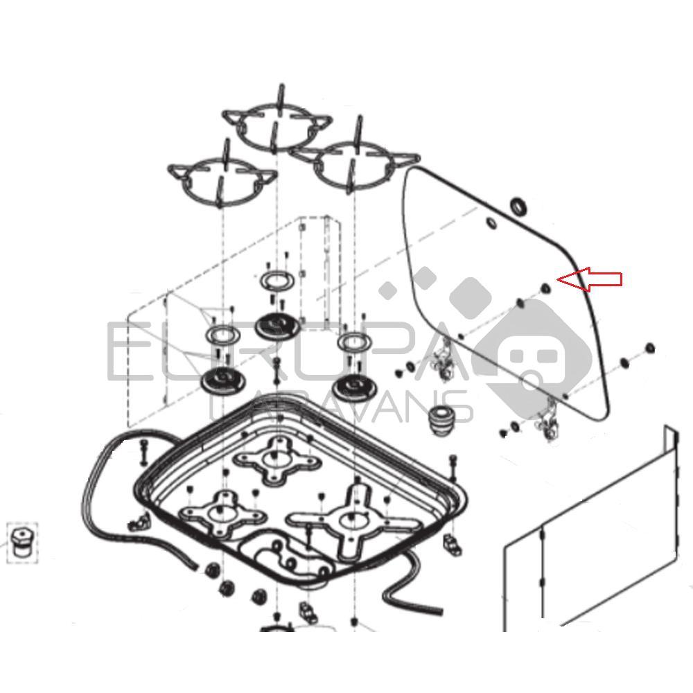 Dometic 3-Pits Kookplaat Glasplaat