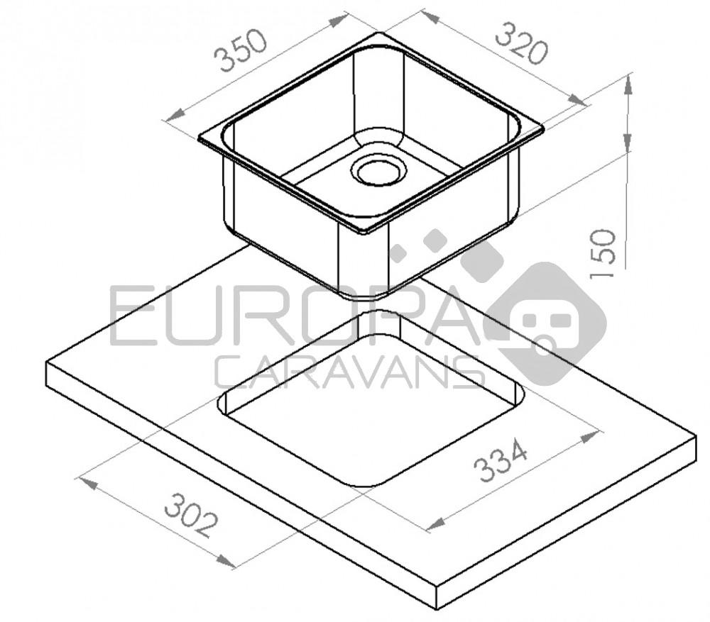 RVS Spoelbak 350x320