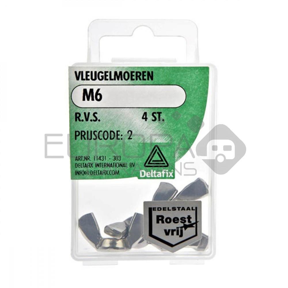 Deltafix Vleugelmoer RVS M6 Set 4st