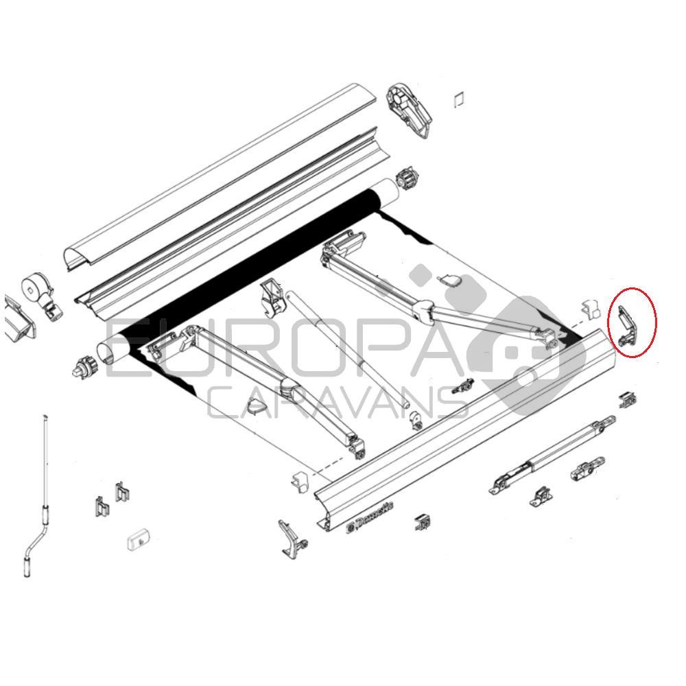 Dometic Eindkap Leadreail Rechts PR2000 Antraciet