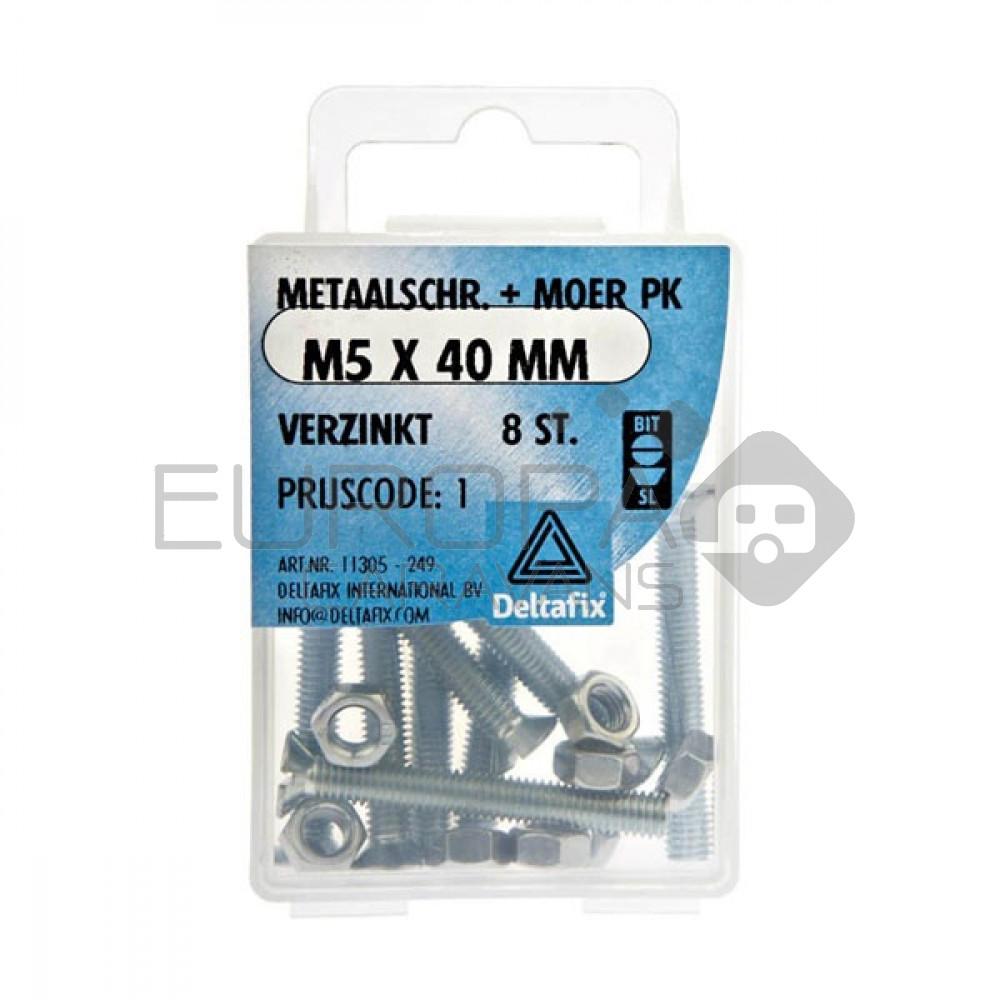 Deltafix Metaalschroef + Moer PK Verzinkt M5x40mm 8st