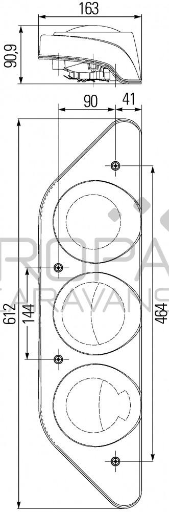 Hella Achterlicht Caraluna Modular Rem/ Knipper/ Mist/ Achteruit/ Zijmarkering Rechts