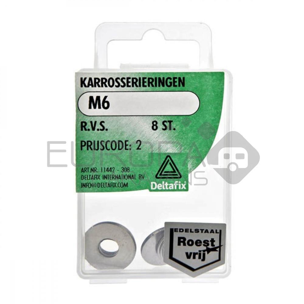 Deltafix Carrosserieringen RVS M6 8st