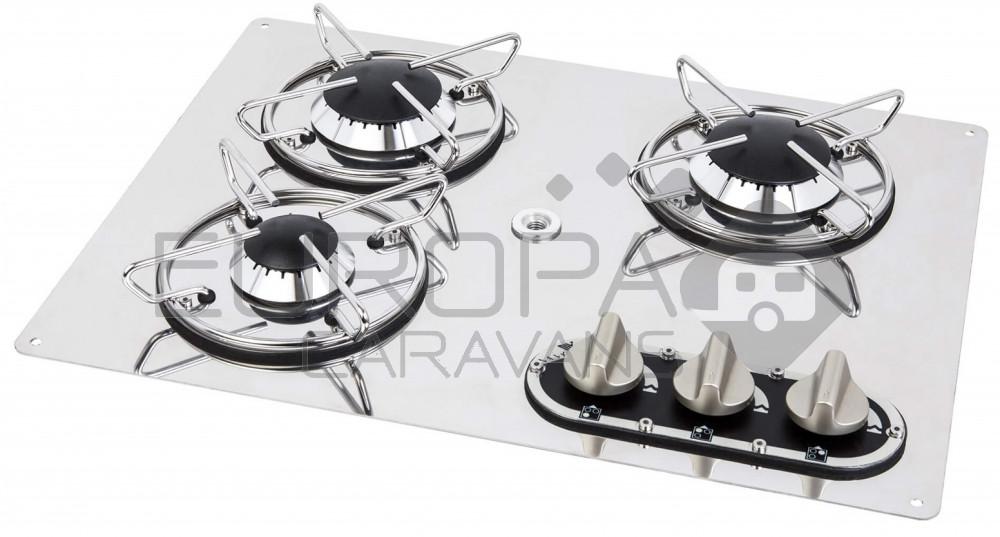 RVS Kookplaat 3-Pits 470x360